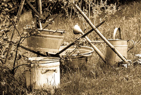 old watering can - photo - close upの写真素材