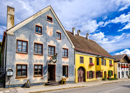 Diessen am Ammersee, Germany - August 3: old town with historic buildings in Diessen on August 3, 2021のeditorial素材