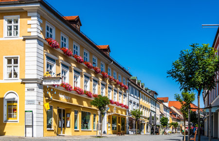 Murnau, Germany - September 5: historic buildings at the old town of Murnau am Staffelsee on September 5, 2021のeditorial素材