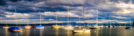 Sailboat at the Starnberger See lake - Tutzing - bavariaの写真素材
