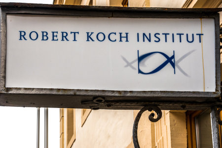 Germany - June 7: sign for the Robert Koch Institute, which is the leading biomedical research facility of the German federal government in Germany on June 7, 2021のeditorial素材