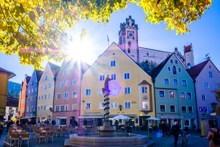 Fuessen, Germany - October 23: historic buildings at the old town of Fuessen on October 23, 2021のeditorial素材