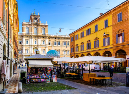 Modena, Italy - October 20: historic buildings at the famous old town of Modena on October 20, 2021のeditorial素材