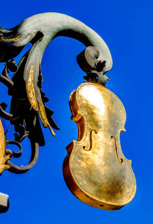 Beautiful old violin - close up - photoの写真素材