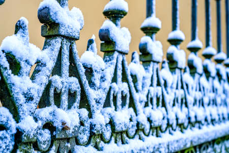 old iron fence - close up - photoの写真素材