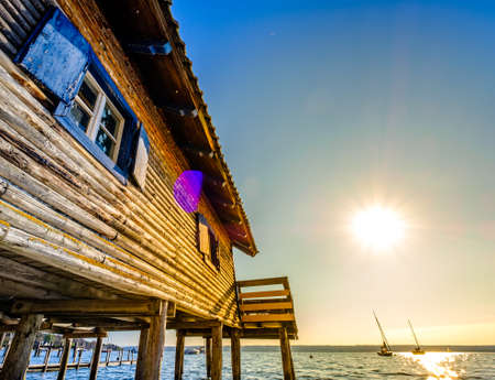 boathouse at a lake - photoの写真素材
