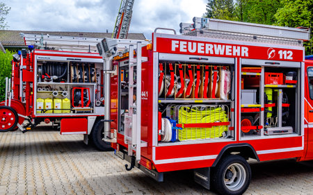 Bad Wiessee, Germany - May 26: typical fire department truck and equipment in Bad Wiessee on May 26,...
