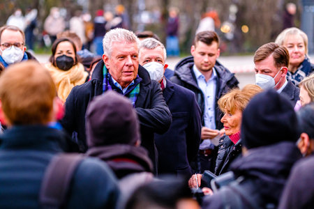 Munich, Germany - March 2: prominent speaker at the big peace demonstration at Koenigsplatz in Munich on March 2, 2022のeditorial素材