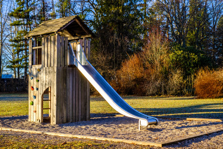 rustic slide at a park - playground
