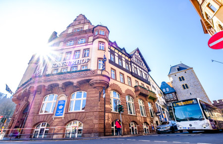 Eisenach, Germany - March 20: famous historic buildings at the old town of Eisenach on March 20, 2022のeditorial素材
