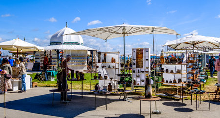 Diessen, Germany - May 27: sales stands with ceramics at the famous annual pottery market in Diessen on May 27, 2022のeditorial素材
