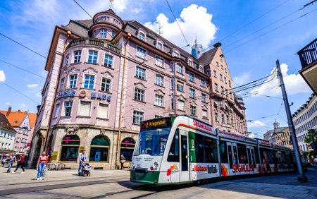 Augsburg, Germany - May 10: historic buildings at the old town of Augsburg on May 10, 2022のeditorial素材