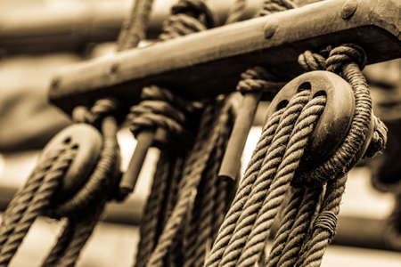 old rig at a sailboat - closeupの写真素材