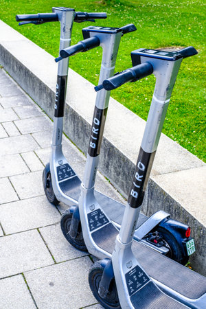 Munich, Germany - June 2: typical modern eScooter at the old town of Munich on June 2, 2022