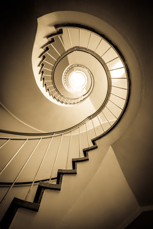 old spiral staircase - indoors - photoの写真素材