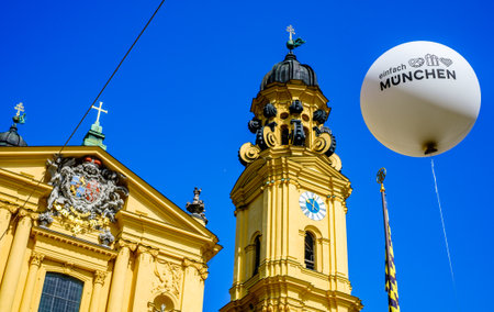 Munich, Germany - June 19: annual city founding festival with stalls, carousel, food stalls and entertainment at the old town of Munich on June 19, 2022のeditorial素材