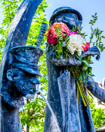 Munich, Germany - June 3: famous statue on a well at the munich viktualienmarkt on June 3, 2022のeditorial素材