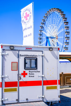 Munich, Germany - April 20: typical german ambulance car at the old town of Munich - Theresienwiese on April 20, 2022のeditorial素材