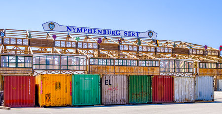 Munich, Germany - July 19: building up the annual worlds largest folk festival oktoberfest (wiesn)...