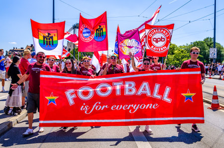 Munich, Germany - July 16: participants at the annual christopher street day (CSD) parade at the old town of munich on July 16, 2022のeditorial素材