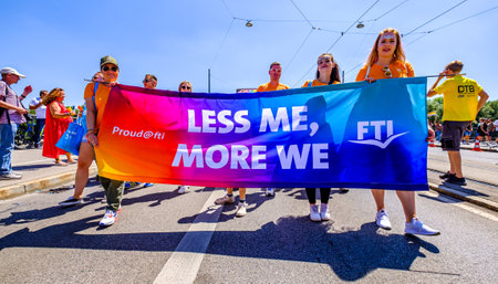 Munich, Germany - July 16: participants at the annual christopher street day (CSD) parade at the old...