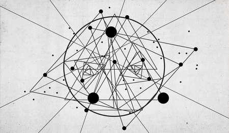 Geometric abstraction on a white backgroundの写真素材