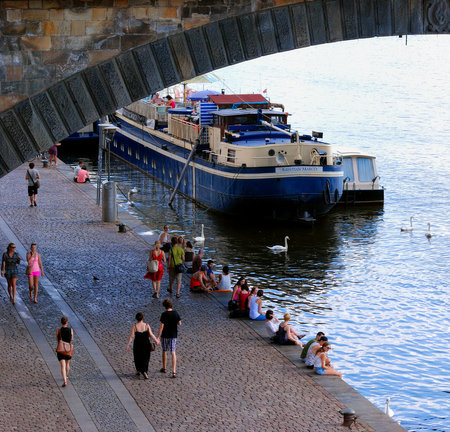 An Unidentified People on Prague Embankmentのeditorial素材