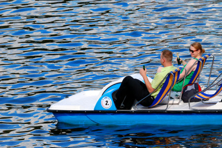 An Unidentified People on Boat on the Riverのeditorial素材