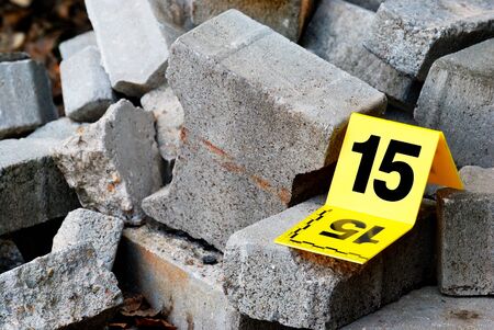 Crime Scene Evidence Marker Next to Concreteの写真素材