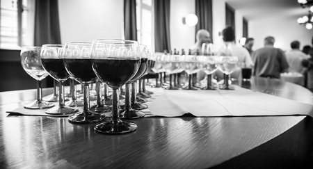 Glass with Wine, Black and White Option