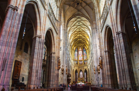 Interior of St. Vitus Cathedral at Prague Castleのeditorial素材