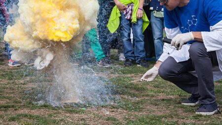Chemistry Experiment Explosion after Ignition of Compoundの写真素材