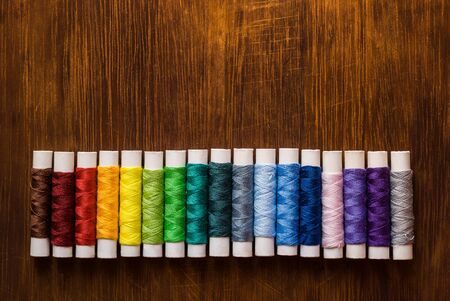 Embroidery Threads on Wooden Desk