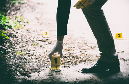 Putting the crime scene markers on the ground