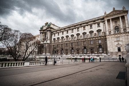 Vienna, Austria - December 10 2018: The Hofburg in Heldenplatz square in the centre of Vienna in winterのeditorial素材