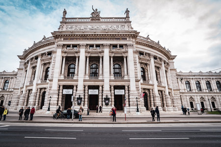 Vienna, Austria - December 10 2018: People walking in front of famous Burgtheate in Viennaのeditorial素材