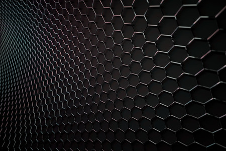 3D rendering of graphene surface, glossy grey bonds