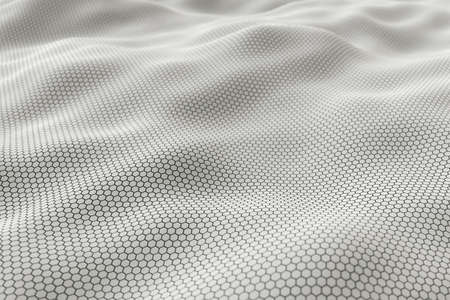3D rendering of white surface with hexagonal patternの写真素材
