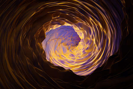 3D rendering of abstract color background, wavy texture, dark orange and violet surface, an environment similar to caveの写真素材