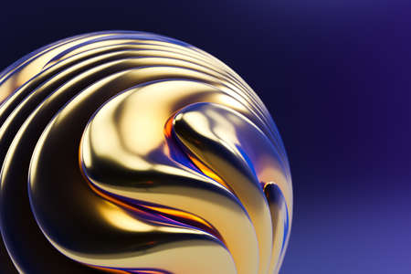 3D rendering of abstract background, fluidic design, metallic surface, shiny glossy curved shape,...
