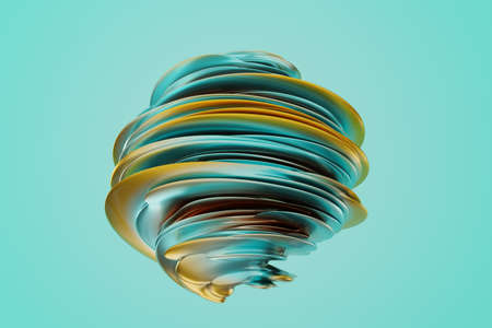 3D rendering of abstract background, curved wavy metalic surface, luxury backdropの写真素材