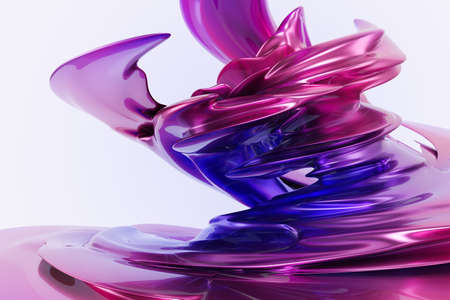 3D rendering of abstract background, curved wavy metalic surface, luxury backdrop