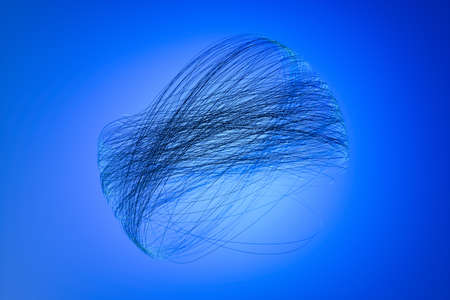 Beautiful abstract wavy curves, blue digital technology background, selective focus, corporate conceptの写真素材