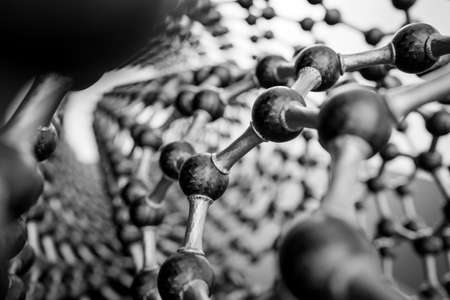 3D rendering of structure of the nanotube or carbon surface, abstract nanotechnology hexagonal geometric form, atomic structure, nano molecular structureの写真素材