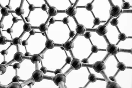 3D rendering of structure of the graphene or carbon surface, abstract nanotechnology hexagonal geometric form, atomic structure, graphene molecular structureの写真素材