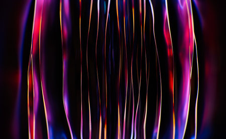 Abstract background, technology concept, 3D rendering, glass circles with colorful pink emitterの写真素材