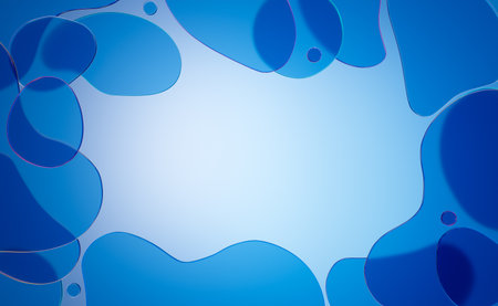 Abstract 3d background wallpaper with glass curved shapes with colorful light emitter iridescent neon holographic edges. Design visual element for banner header poster or coverの写真素材