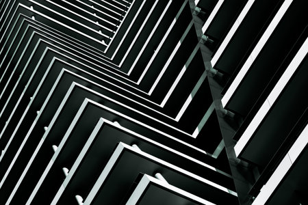 Abstract Perspective of Modern Architectural Design with Geometric Patternsの写真素材