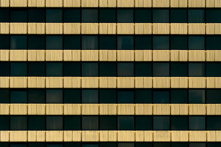 Modern Architectural Facade with Repetitive Geometric Patternsの写真素材