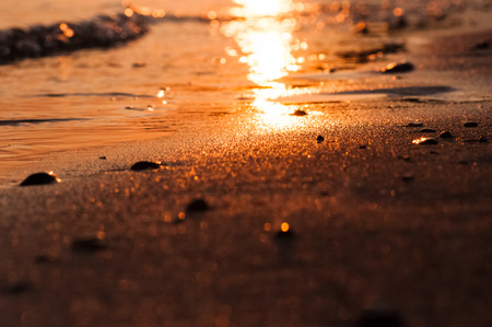 Coastal waves of the Asian riverの写真素材